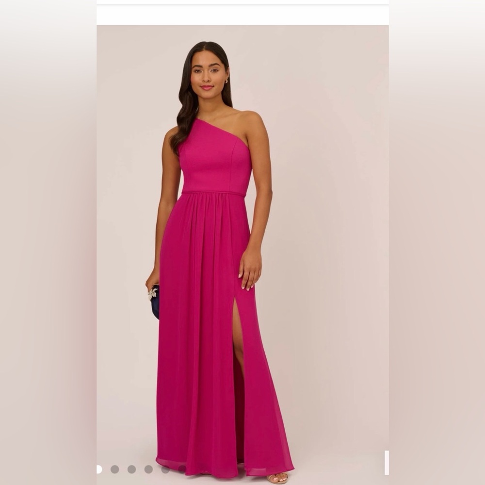 Adrianna Papell Fuchsia One-Shoulder Dress Gown NWT sz 14 Prom & Formal Occas.